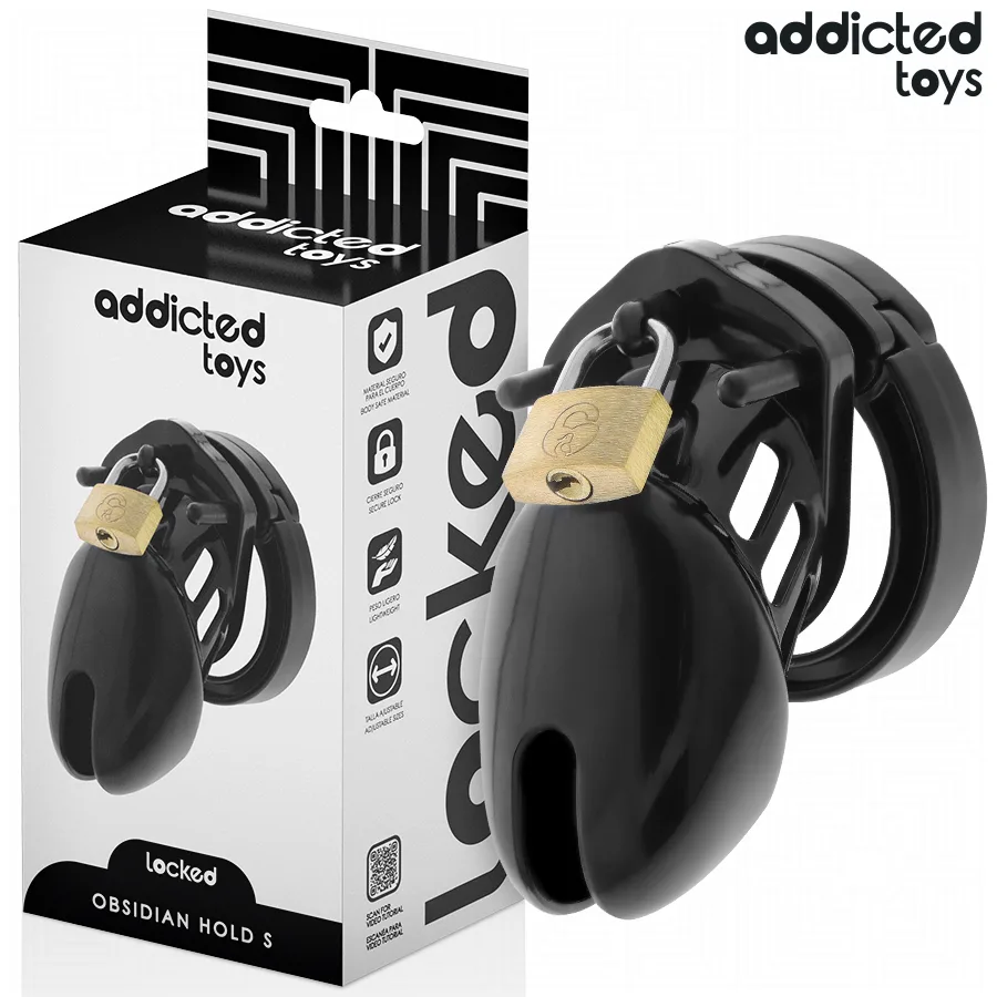 Addicted Toys Locked - Obsidian Hold Penis Chastity Cage Size S