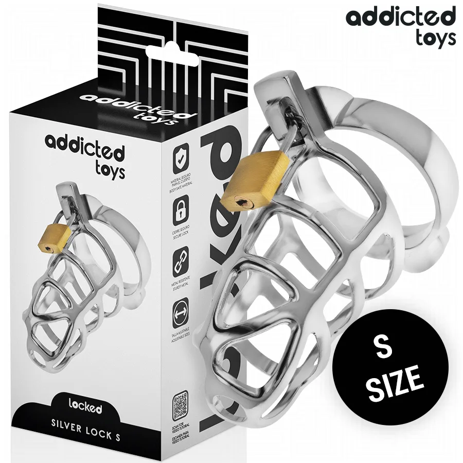Addicted Toys Locked – Silver Lock Kyskhetsbur i Metall för Penis | Storlek S