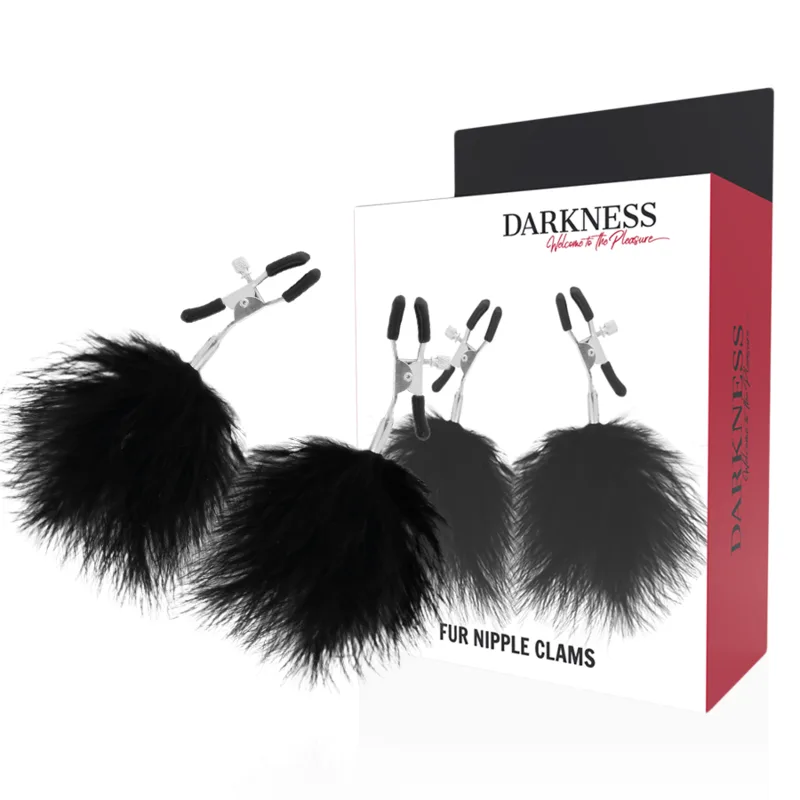 Darkness - Pom-pom Nipple Clamps with Decorative Pompoms
