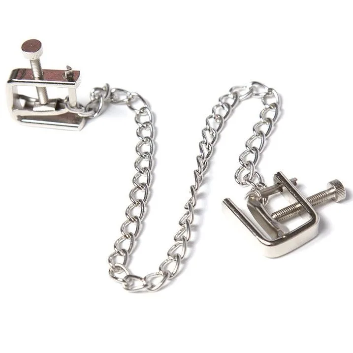 Ohmama Fetish – Adjustable Metal Nipple Clamps with Connecting Chain