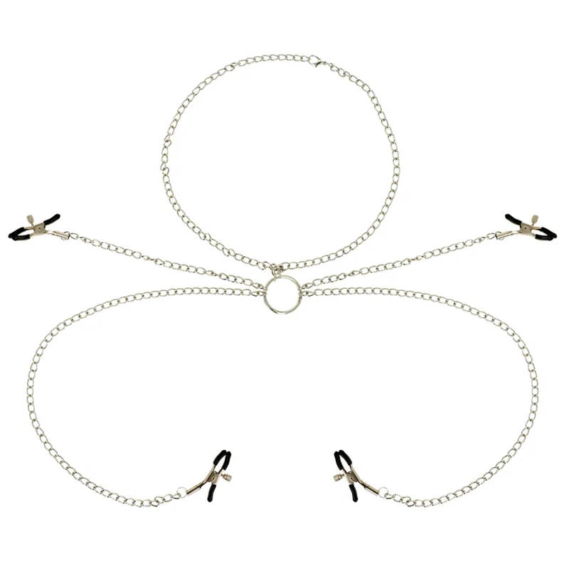 Ohmama Fetish 4-Clamp Nipple Set with Chain Necklace