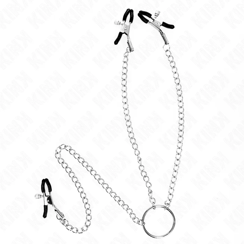 Kink Triple Nipple and Clitoral Clamps with Chain
