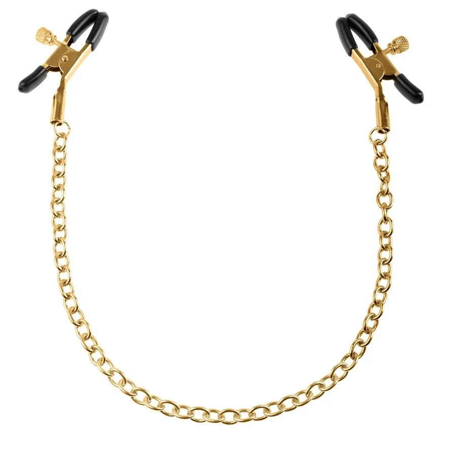Fetish Fantasy Gold - Adjustable Nipple Clamps with Chain