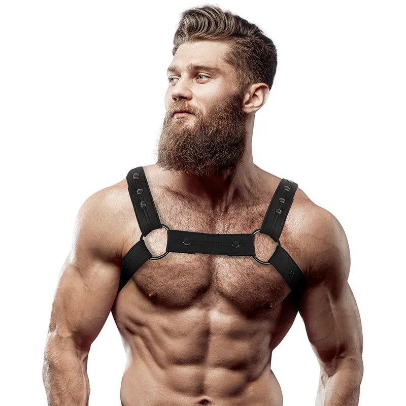 Fetish Submissive Attitude - Justerbar Neopren Bröstselar för Män