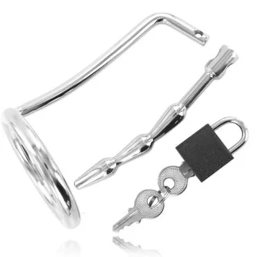 Metal Hard - Testikelsring med Uretral Kyskhetsplugg
