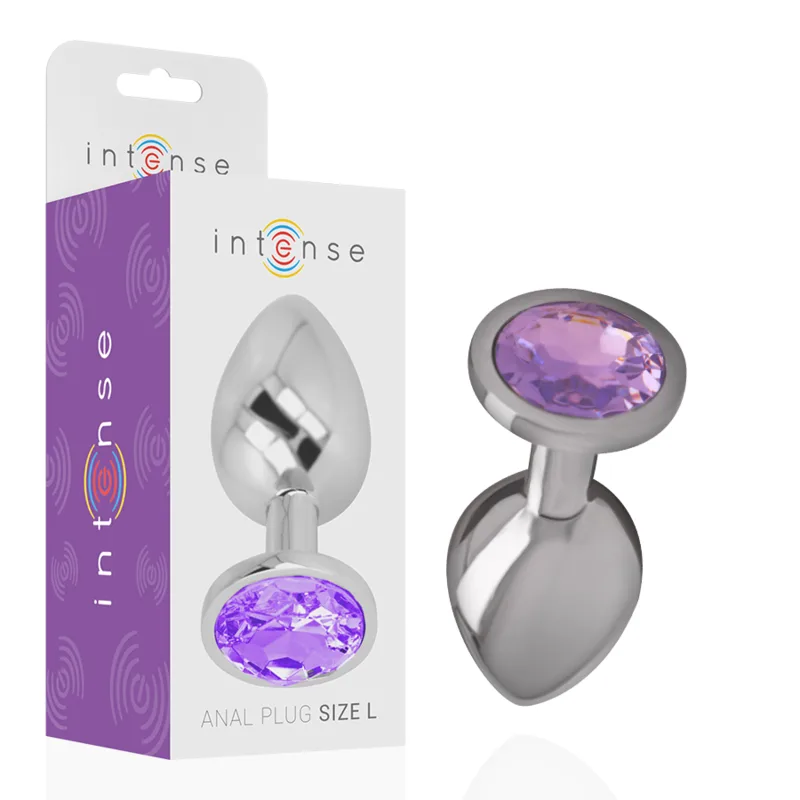 Intense – Aluminium Metal Anal Plug with Violet Crystal Jewel | Size S