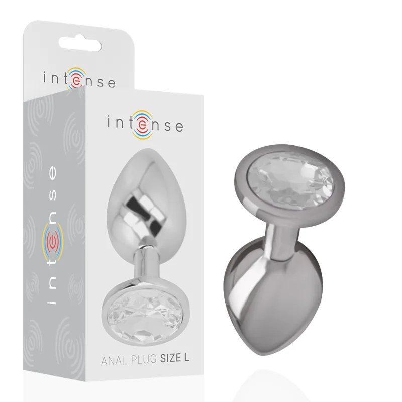 Intense™ Aluminum Metal Anal Plug with Silver Crystal Jewel – Size L