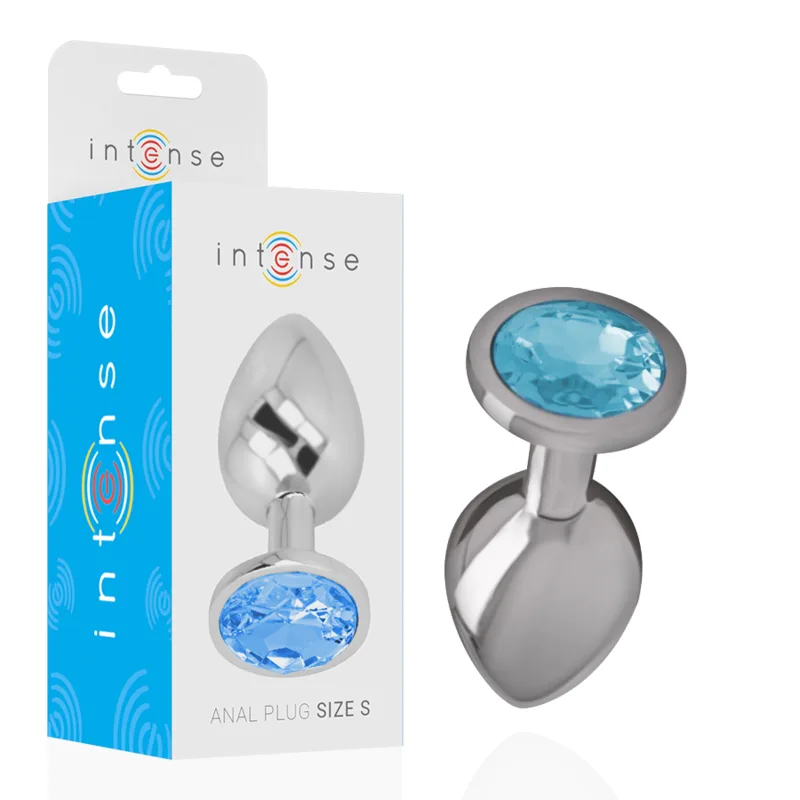 Intense – Aluminium Metal Anal Plug with Blue Crystal Jewel | Size S