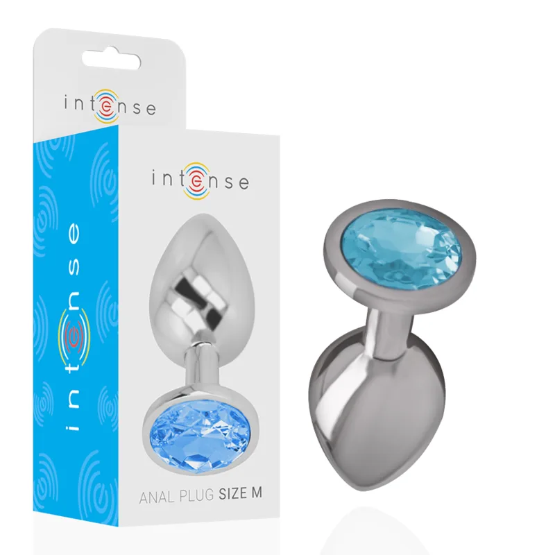 Intense™ Aluminium Metal Anal Plug with Blue Glass Jewel – Size M