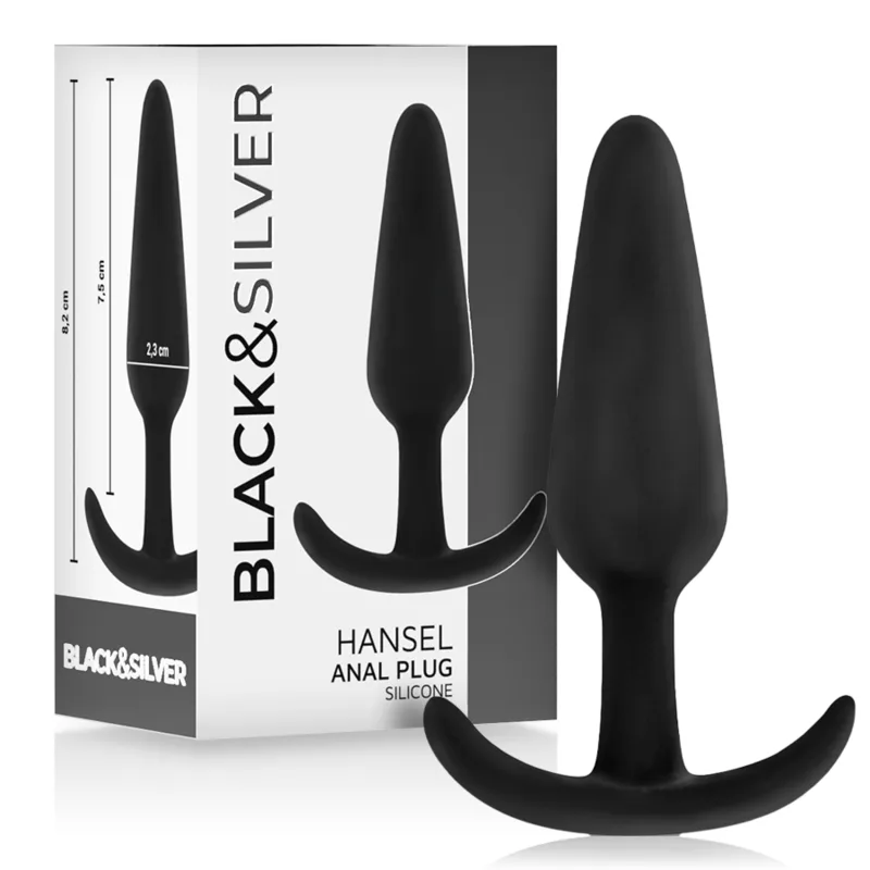 Black&Silver Hansel Silikonanalplug med litet handtag – Analstimulator för nybörjare och erfarna