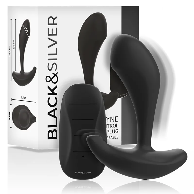 Black&Silver Dwayne Silicone Anal Plug with Remote Control