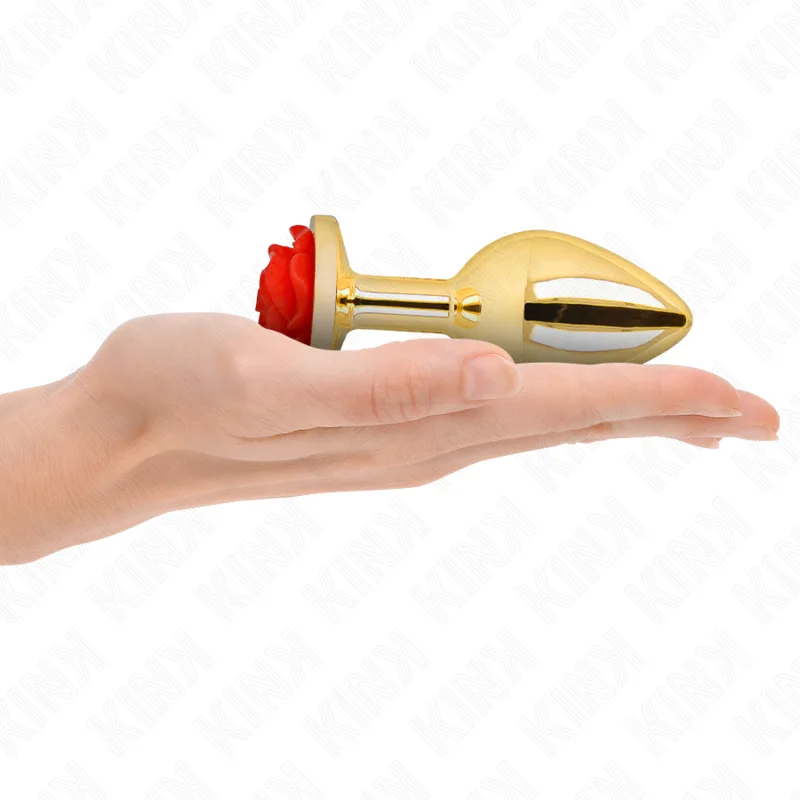 Kink Gold Rose Analplug – Röd, Storlek Large