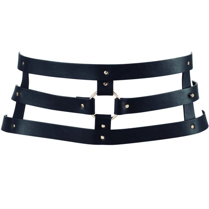 Bijoux Indiscrets Maze Bälte med Fästrem i Svart — Bärbart Modebondage-Accessoar