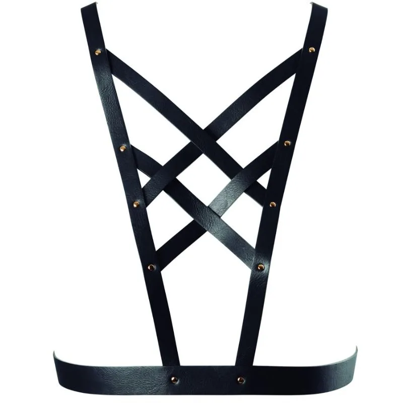 Bijoux Indiscrets Maze Crossed Body Harness med urringningsdetalj – Svart
