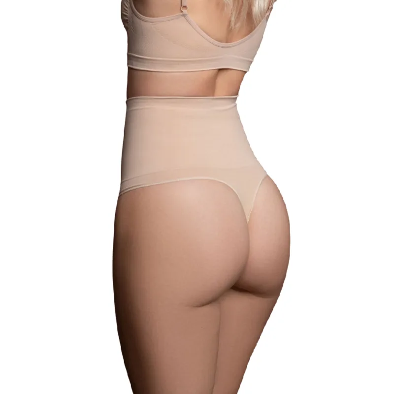Bye-Bra Thong Style Sömlös Shapingtrosa – Beige, Storlek L