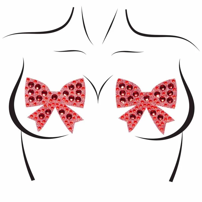 Leg Avenue - Rhinestone Bow Nipple Covers, One Size