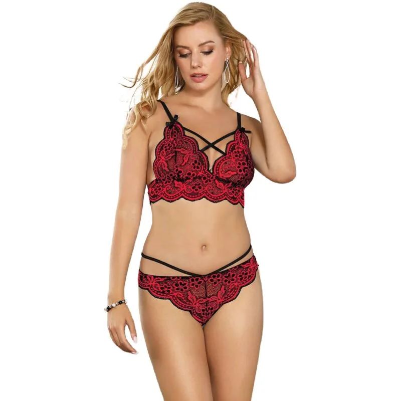 Subblime - Two-Piece Lace Top and Panties Lingerie Set, Size L/XL