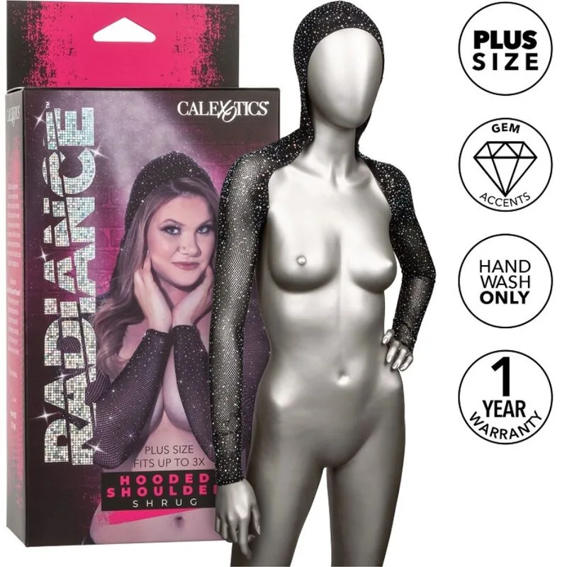 Calexotics - Radiance Hooded Shoulder Shrug med Rhinestone-detaljer - Plus Size