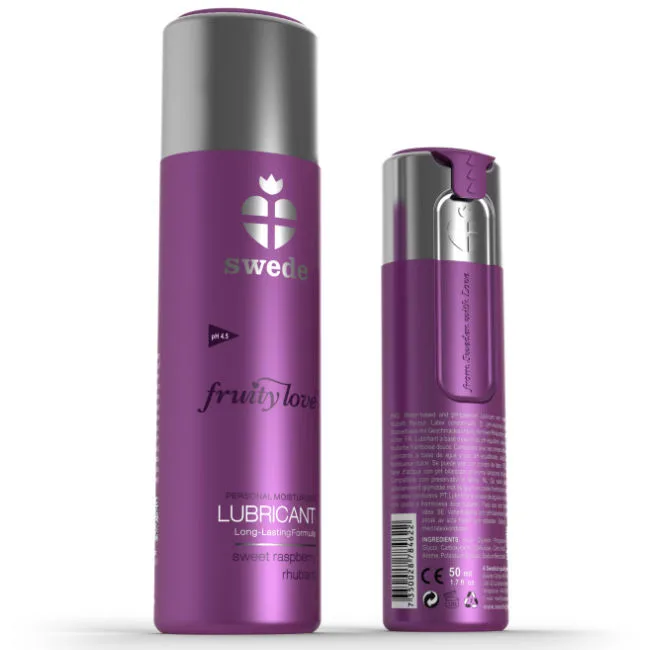 Swede Fruity Love Vattenbaserat Smaksatt Glidmedel – Hallon & Rabarber 50ml