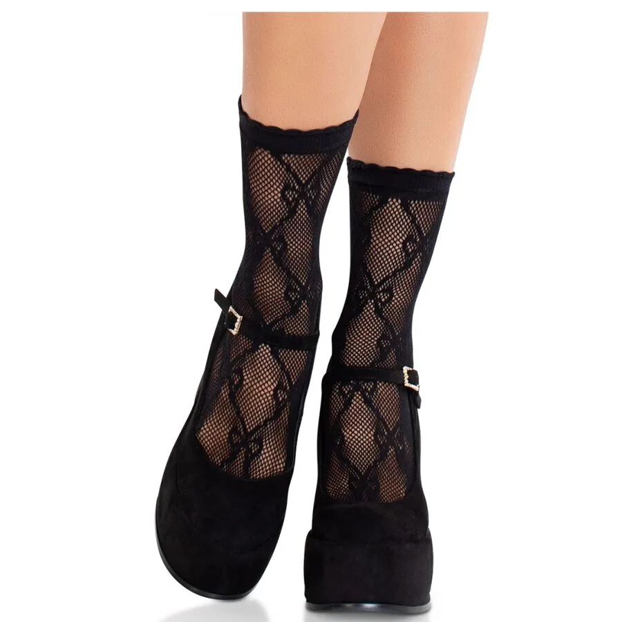 Leg Avenue - Svarta Ankelsockor med Spetssros