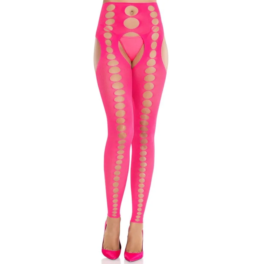 Leg Avenue - Hållarlösa Sömlösa Ogenomskinliga Strumpor i Neonrosa